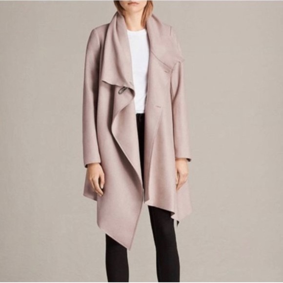 ALL SAINTS CITY MONUMENT COAT in SMOKE PINK - Picture 3 of 7